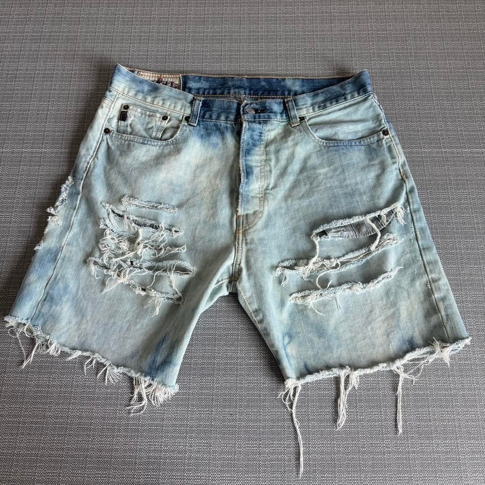 Abercrombie & Fitch distressed cut off denim button fly shorts men's 33x32